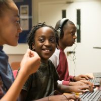 Children working at computers