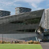 Building shaped like a smooth crystal