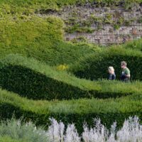 Thames Barrier Park sculptural hedges